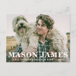 Moderner Foto Text Overlay-Abschluss Ankündigungspostkarte