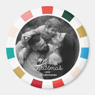 Moderner Foto-Urlaub mit farbenfrohen Schachbrette Magnet