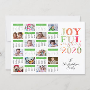 Moderner Fotocollage-Kalender 2020 FREUDIGE WÜNSCH Feiertagskarte