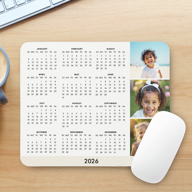 Moderner Fotocollagen-Kalender 2026 Mousepad (Von Creator hochgeladen)