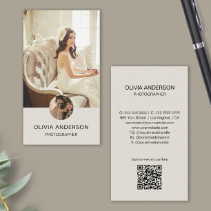 Moderner Fotograf 2 Fotos QR-Code Einfach Visitenkarte