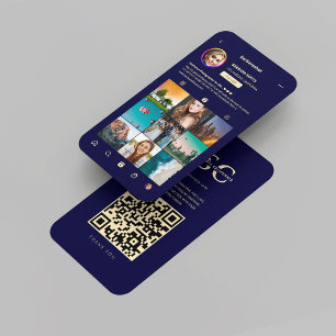 Moderner Fotograf Midnight Blue Gold Instagram Visitenkarte