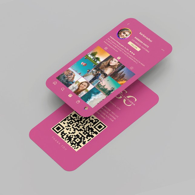 Moderner Fotograf Pink Gold Instagramm Visitenkarte (Modern Photographer Pink Gold Instagram Business Card
)