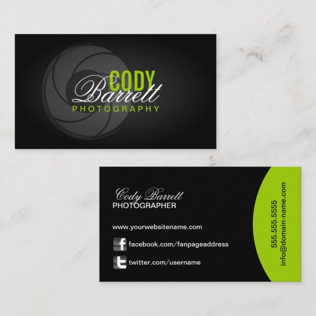 Moderner Fotograf Visitenkarte (Vorne/Hinten)