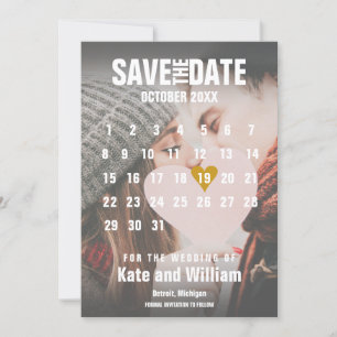 Moderner Fotokalender Chic Gold Liebe Herz Save The Date