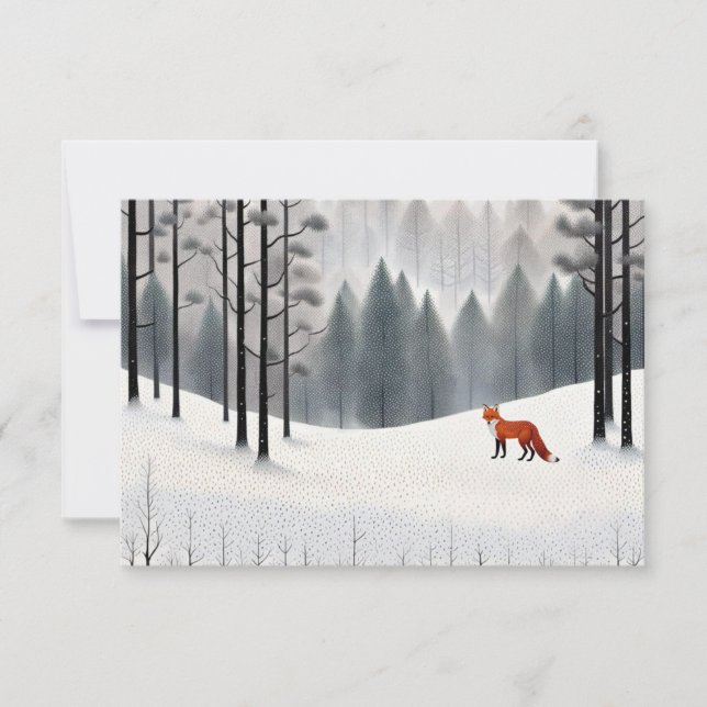 Moderner Fox im Winter Forest Weihnachtskarte Mitteilungskarte (Vorderseite)