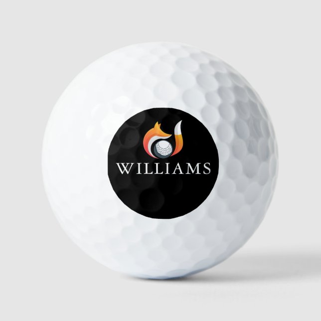 Moderner Fox- und Ball-Personalisierter Name Golfball (Vorderseite)