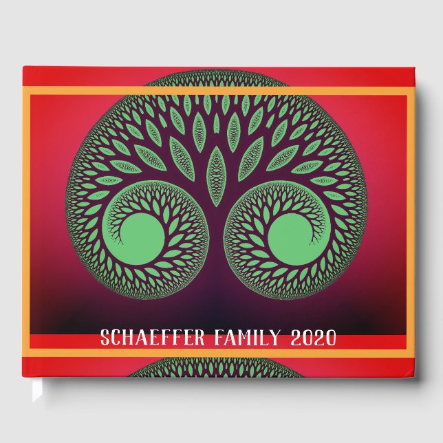 Moderner Fraktal Tree of Life Family Wiedersehen Gästebuch (Vorderseite)