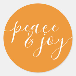 Moderner Frieden und Freude Orange White Weihnacht Runder Aufkleber
