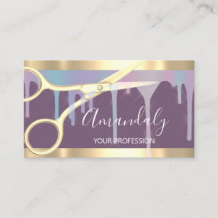 Moderner Friseur Coiffeur Schere Violet Gold Visitenkarte
