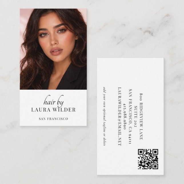 Moderner Friseur-Foto-QR-Code-Geschäftsausweis Visitenkarte (Vorne/Hinten)
