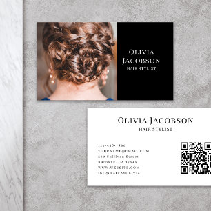 Moderner Friseur-Foto-QR-Code Visitenkarte