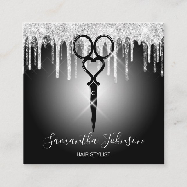 Moderner Friseur für Silberfresser Tropfen Quadratische Visitenkarte (Vorderseite)
