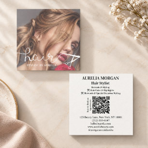 Moderner Friseur-QR-Code-Foto Quadratische Visitenkarte