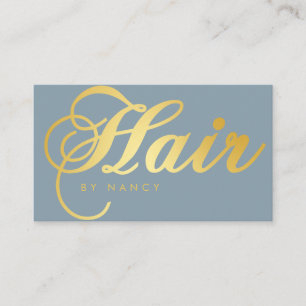 Moderner Friseur Salon Script Calligraphy Dusty Bl Visitenkarte