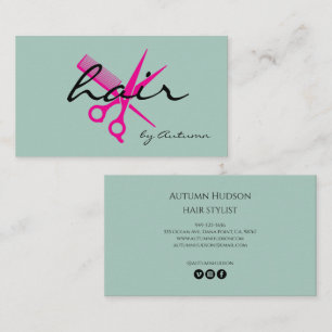 Moderner Friseur-Script Mint Pink  Visitenkarte