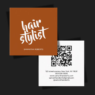 Moderner Friseur-Script Terrakotta-QR-Code Quadratische Visitenkarte