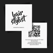 Moderner Friseur-Script weiß schwarzer QR-Code