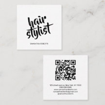 Moderner Friseur-Script weiß schwarzer QR-Code 