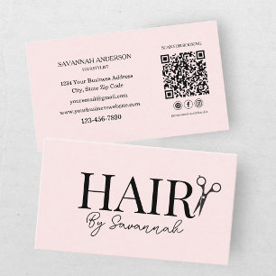 Moderner Friseur-Stylist Pink Blush QR-Code Visitenkarte