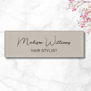 Moderner Friseur Stylist Salon Beige Namenschild