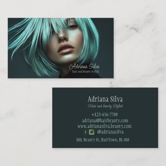 Moderner Friseursalon Business Cards Frisör Visitenkarte (Vorne/Hinten)