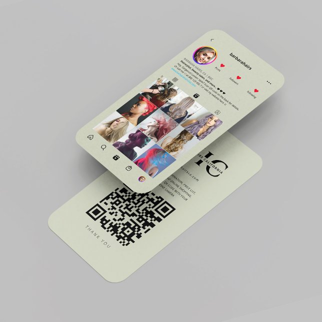 Moderner Friseursalon Instagram Friseursalon Visitenkarte (Modern Hair Salon Instagram Hairstylist Sage Business Card
)