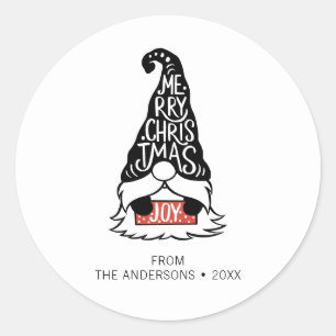 Moderner froher Weihnachts-Gnome-Urlaub Runder Aufkleber