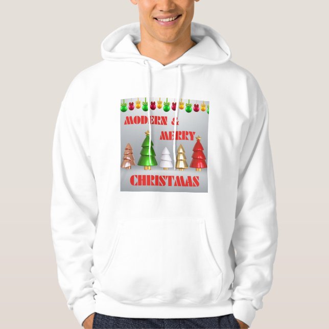 Moderner froher Weihnachts-T - Shirt Hoodie - Slee (Vorderseite)