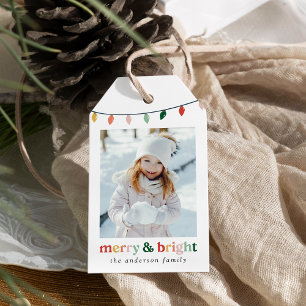 Moderner, fröhlicher und heller Foto Urlaub Geschenkanhänger