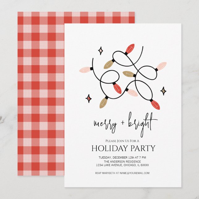 Moderner, fröhlicher und heller Weihnachtsanfang Einladung (Vorne/Hinten)