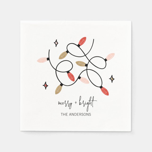 Moderner, fröhlicher und heller Weihnachtsanfang Serviette (Vorderseite)