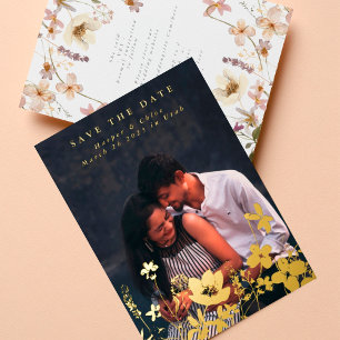 Moderner Frühling Elegante Wildblume Boho Foto Ger Folieneinladung