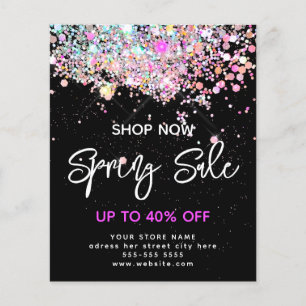 Moderner Frühlingsverkauf Holografischer Glitzer B Flyer