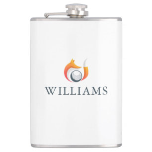 Moderner Fuchs und Golfball personalisierter Name Flachmann