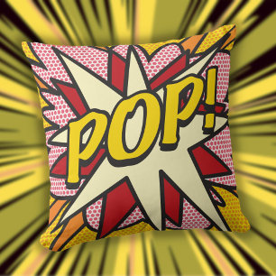 Moderner Fun Typografischer geometrischer Comic PO Kissen