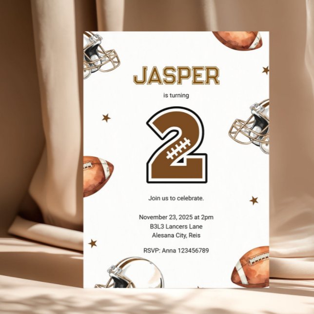 Moderner Fußball 2. Geburtstag Einladung (Football 2nd Birthday Party Invitation)