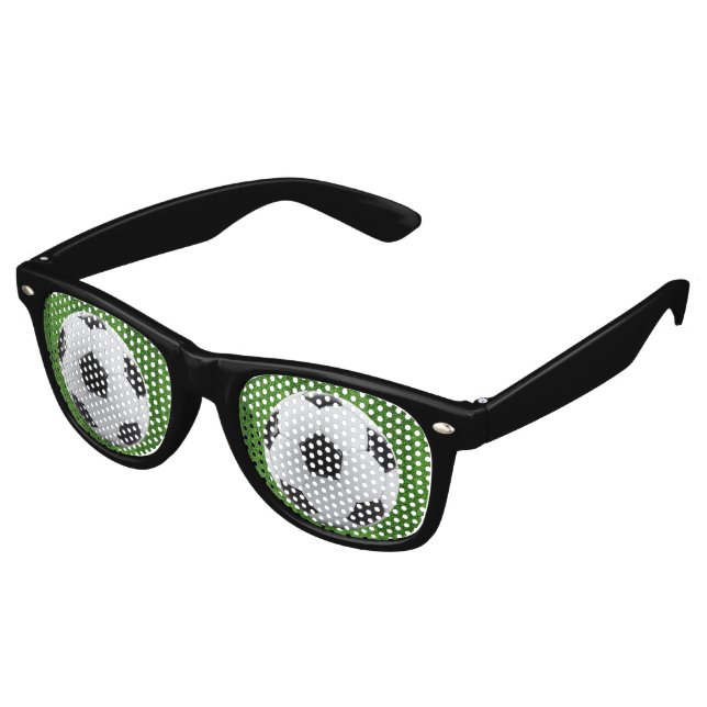 Moderner Fußball auf Grün Partybrille (Schrägansicht)