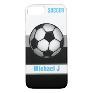 Moderner Fußball-Ball blauer personalisierter Case-Mate iPhone Hülle