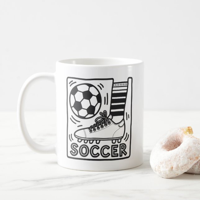 Moderner Fußball-Fußball Kaffeetasse (Mit Donut)