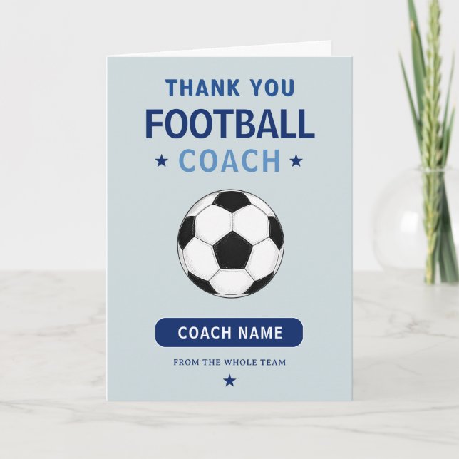 Moderner Fußball-Mannschaftsspieler-Trainer Dankeskarte (Vorderseite)