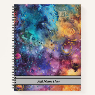 Moderner Galaxy-Raum als individueller Name Notizbuch