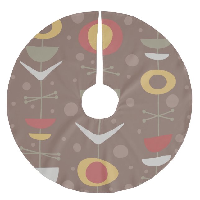 Moderner Garten Brown Polyester Weihnachtsbaumdecke (Vorderseite)