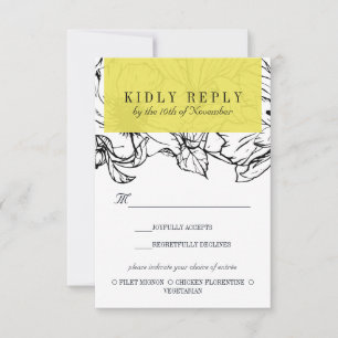 Moderner Garten   Gelbe Hochzeitsmahlzeit UAWG RSVP Karte