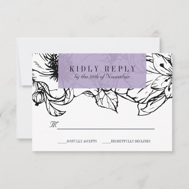 Moderner Garten | Lavendel | Hochzeitstag mit Blum RSVP Karte (Vorderseite)