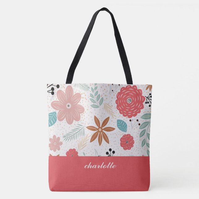 Moderner Garten Mit Monogramm Tote Tasche (Vorderseite)