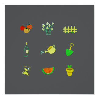 Moderner Gartenposter auf dunkelgrauem Hintergrund Poster