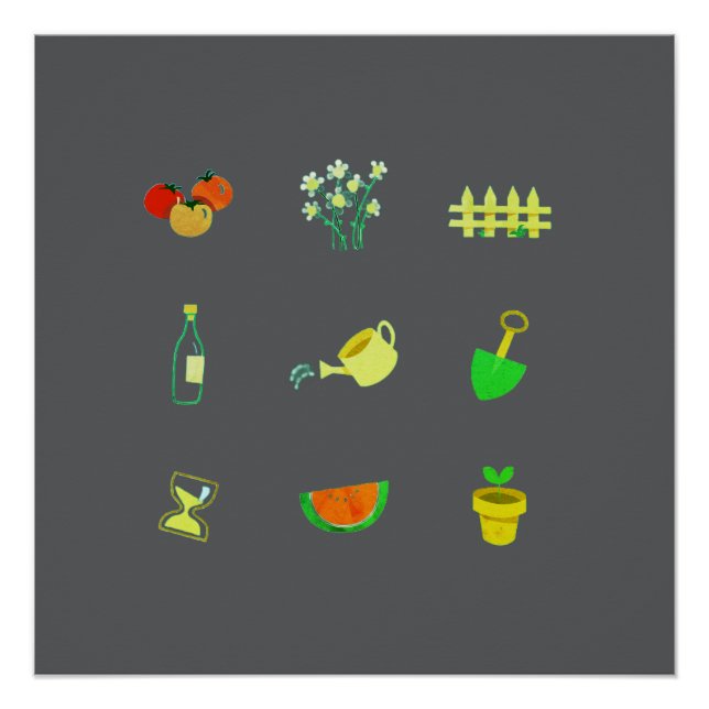Moderner Gartenposter auf dunkelgrauem Hintergrund Poster (Vorderseite)
