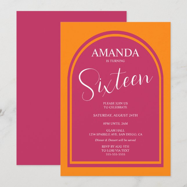 Moderner Geburtstag für jedes Alter Einladung (Vorne/Hinten)