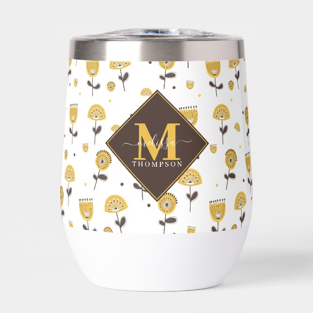 Moderner Gelbblütenblume Individuelle Name Mitte d (Vorderseite)